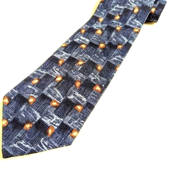 Vintage Men's 100% Italian Silk Abstract Squares Motif Tie - Picture 6 of 12